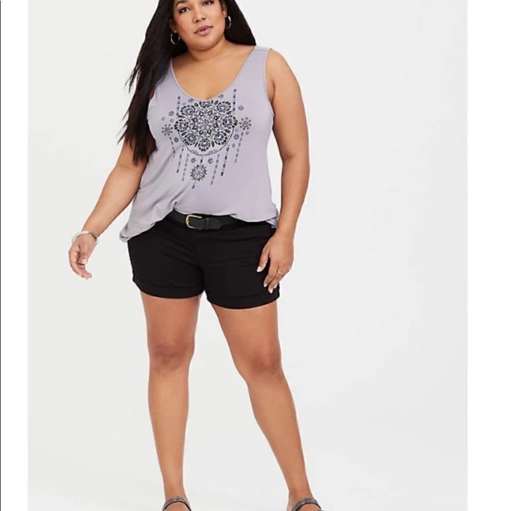 Torrid Black Cuffed Cotton Blend Shorts Casual Festival Concert Vacation Resort